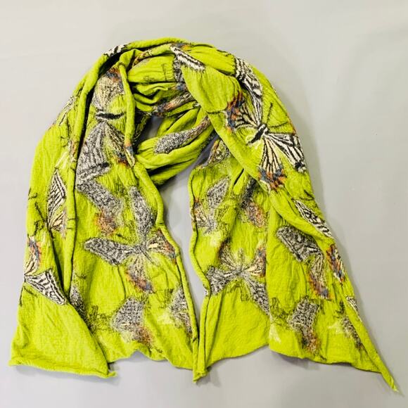 KAPITAL Green White Butterfly Oversized Wool Scarf - Picture 4 of 5